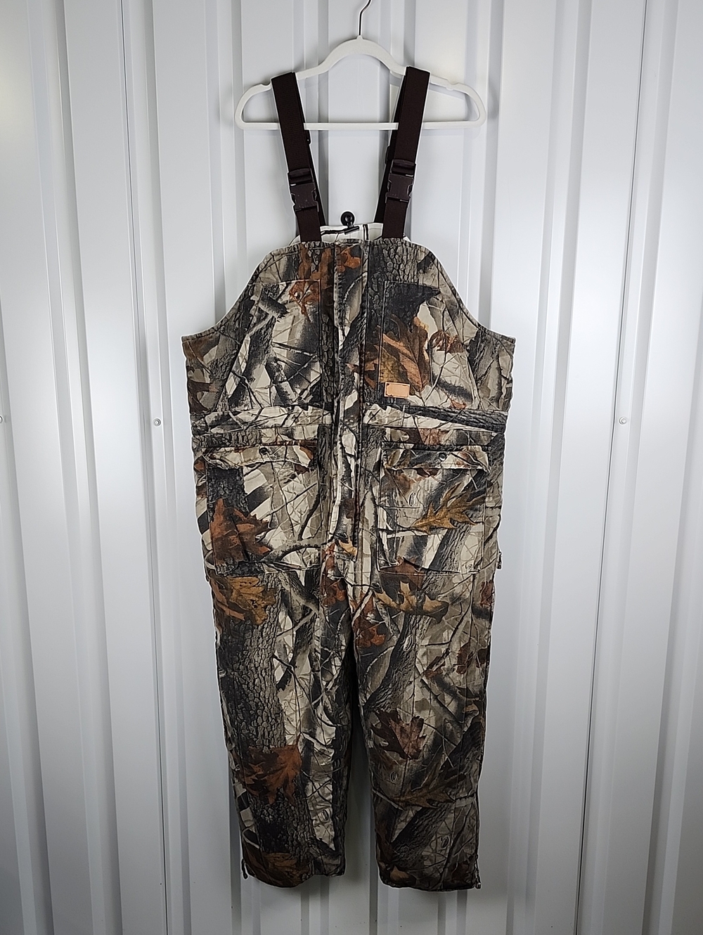 Walls Camouflage Insulated Bib Overalls Brown White XL Short Reversible Snow